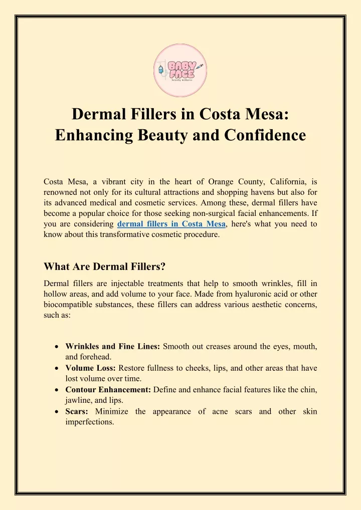dermal fillers in costa mesa enhancing beauty