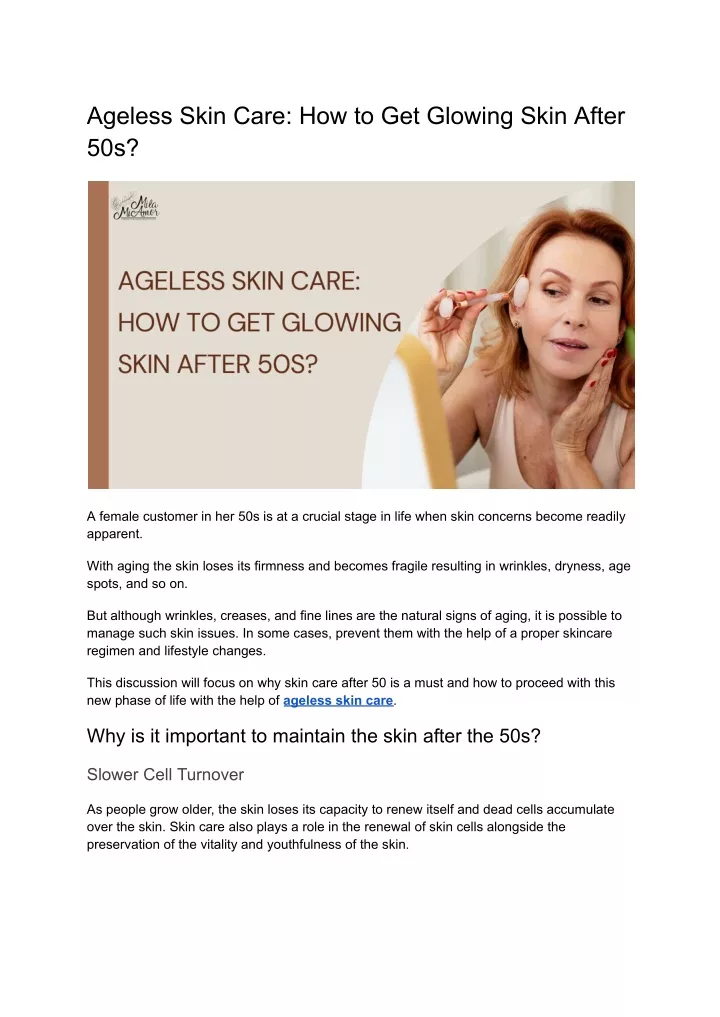 ageless skin care how to get glowing skin after