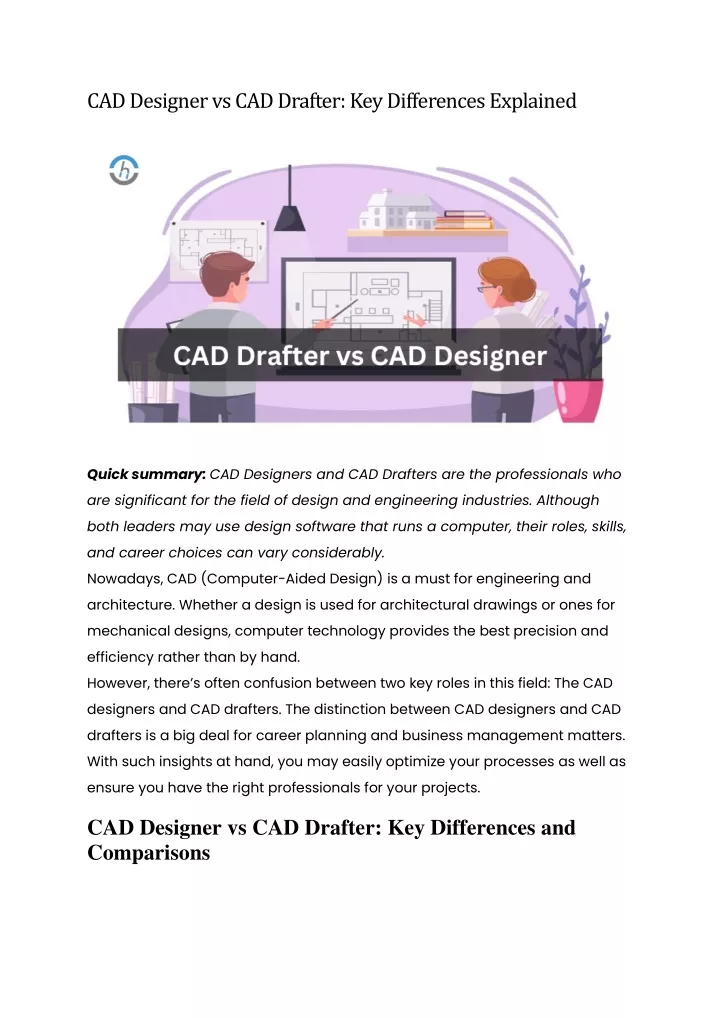 cad designer vs cad drafter key differences