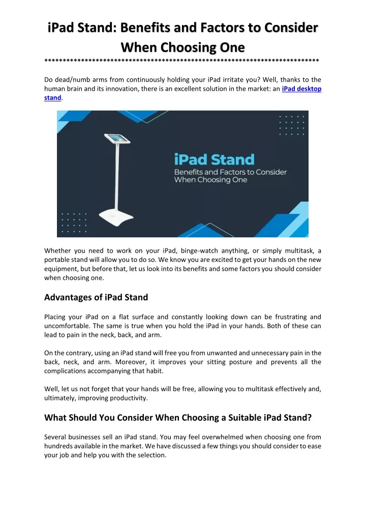 ipad stand benefits and factors to consider when