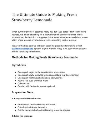 The Ultimate Guide to Making Fresh Strawberry Lemonade