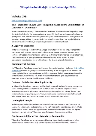 Excellence in Auto Care_ Village Line Auto Body's Commitment to Lindenhurst Community
