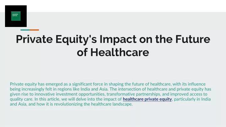 private equity s impact on the future of healthcare