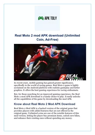 Real Moto 2 mod APK download (Unlimited Coin, Ad-Free)