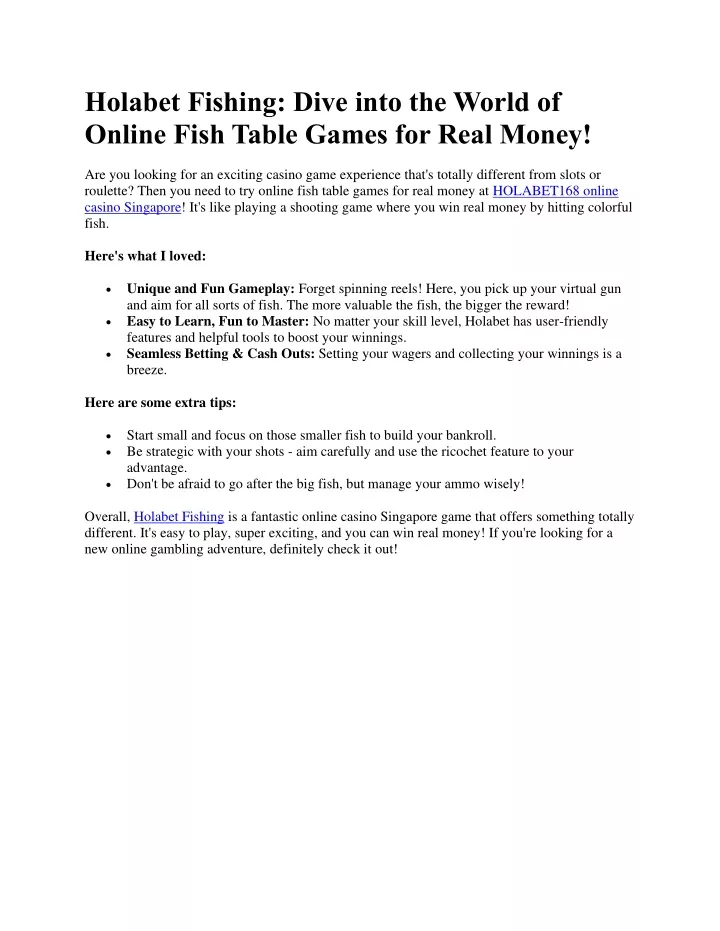 holabet fishing dive into the world of online