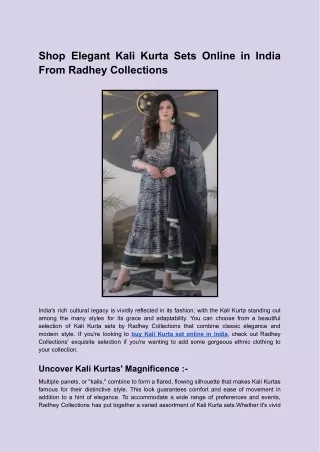 Shop Elegant Kali Kurta Sets Online in India From Radhey Collections