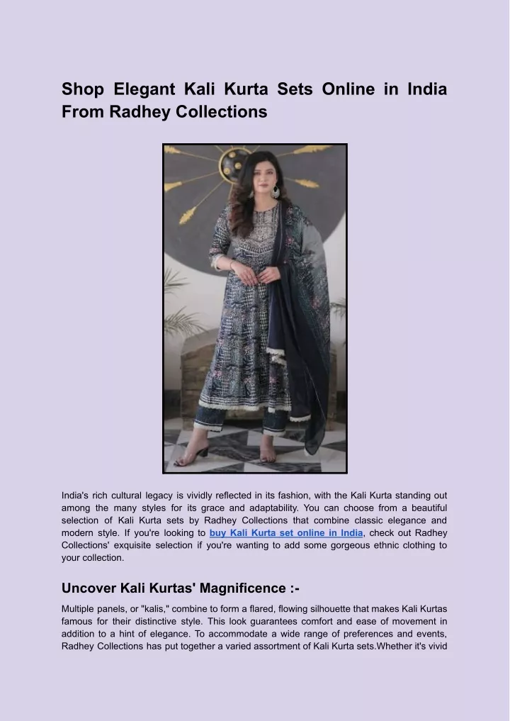 shop elegant kali kurta sets online in india from