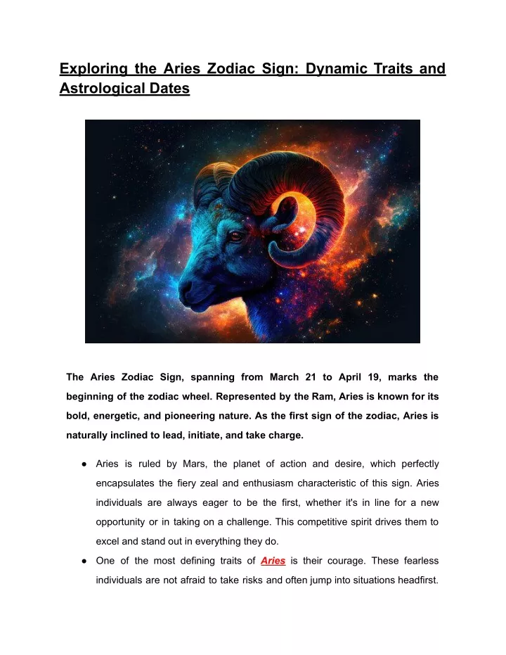 exploring the aries zodiac sign dynamic traits