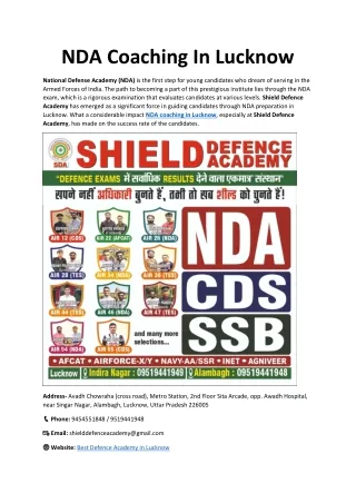 NDA Coaching In Lucknow-Shield Defence Academy