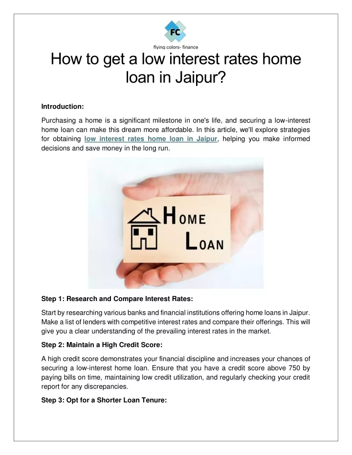 how to get a low interest rates home loan