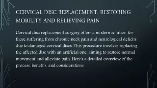 Cervical Disc Replacement