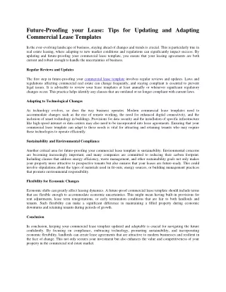 Future-Proofing Your Lease Tips for Updating and Adapting Commercial Lease Templates