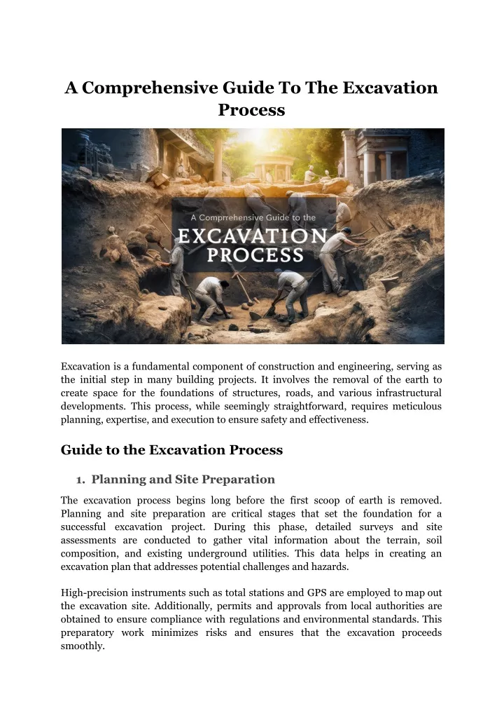 a comprehensive guide to the excavation process