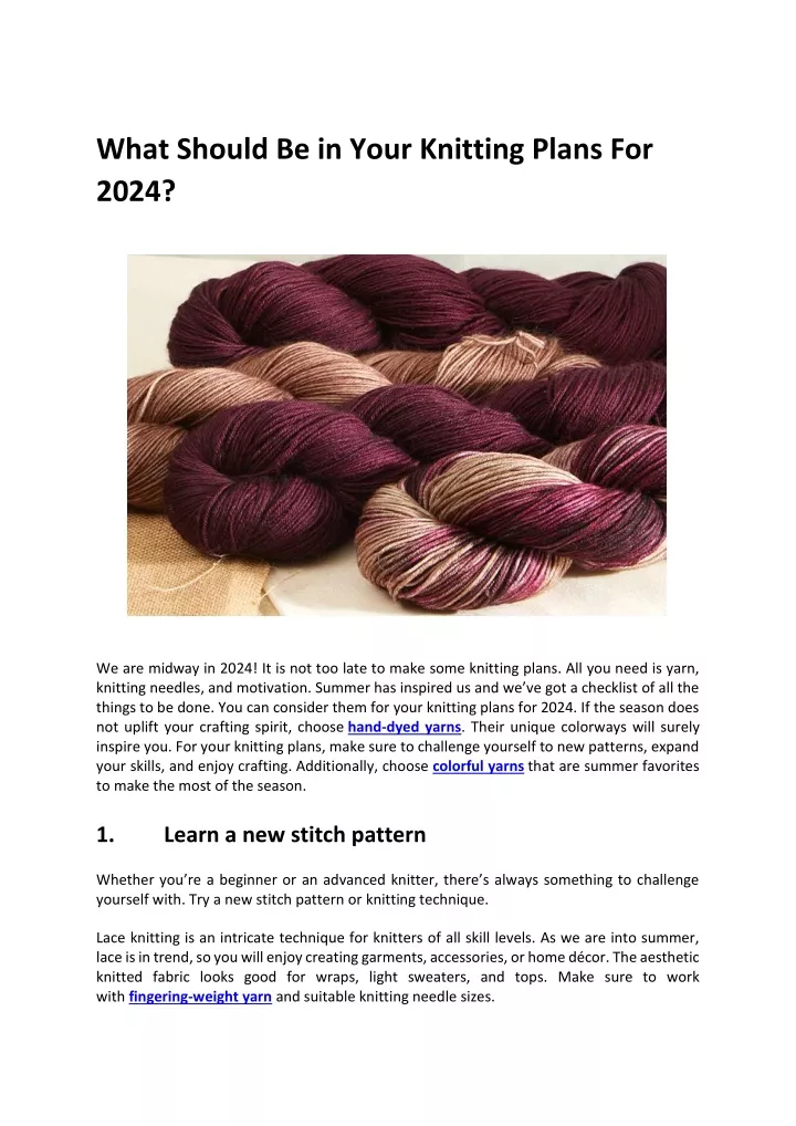 what should be in your knitting plans for 2024