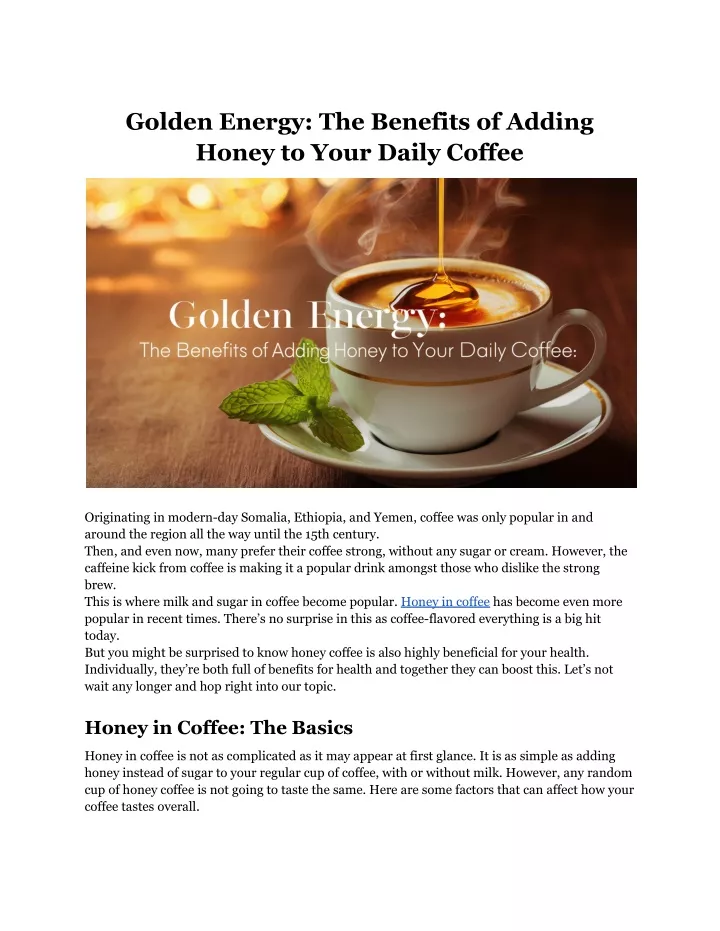 golden energy the benefits of adding honey