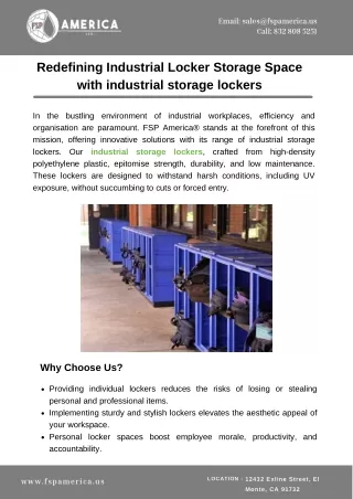 Redefining Industrial Locker Storage Space with industrial storage lockers