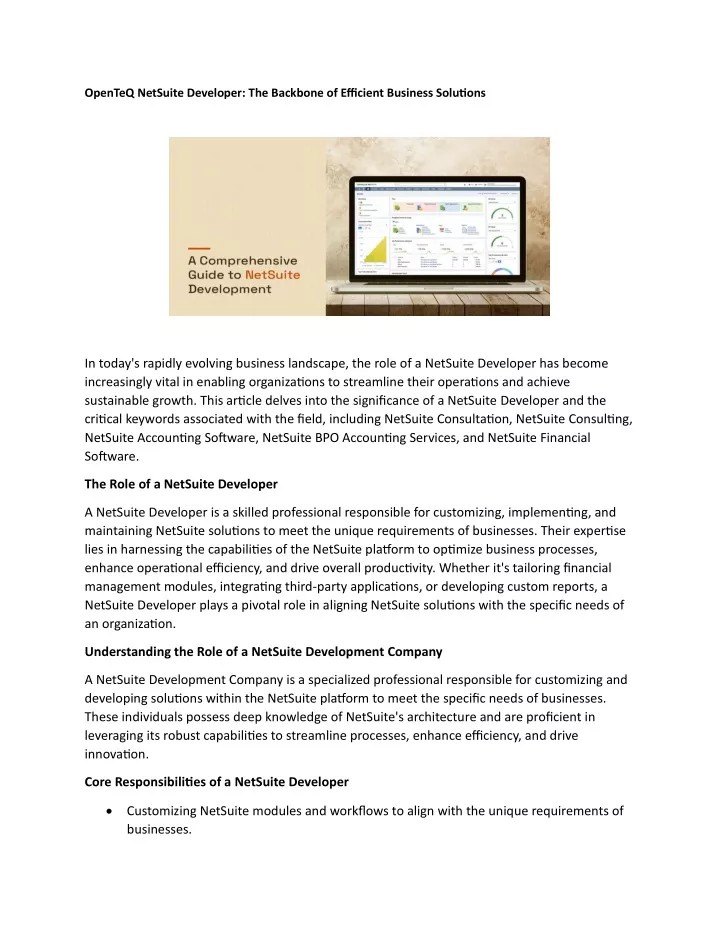 openteq netsuite developer the backbone