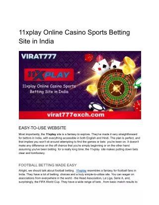 11xplay Online Casino Sports Betting Site in India