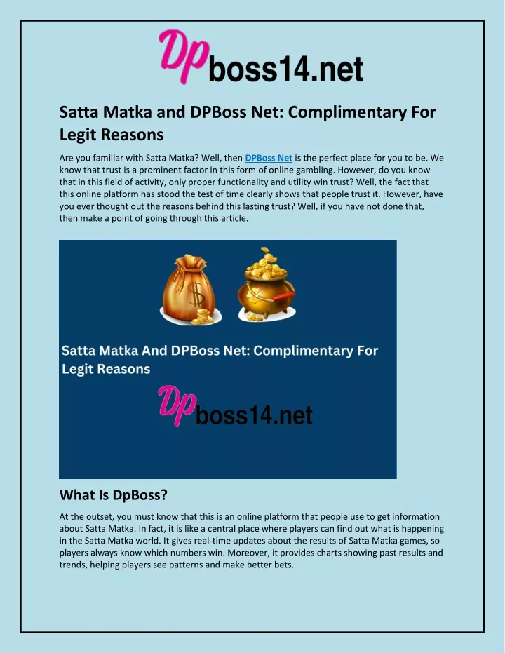 satta matka and dpboss net complimentary