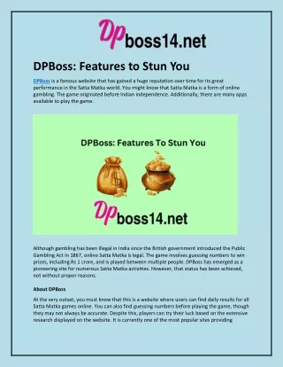 DPBoss and Features to Stun You