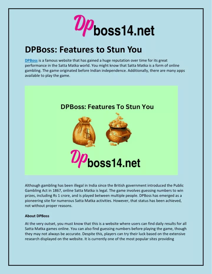 dpboss features to stun you