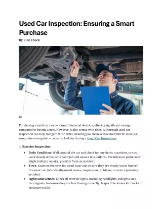 Used Car Inspection Ensuring a Smart Purchase
