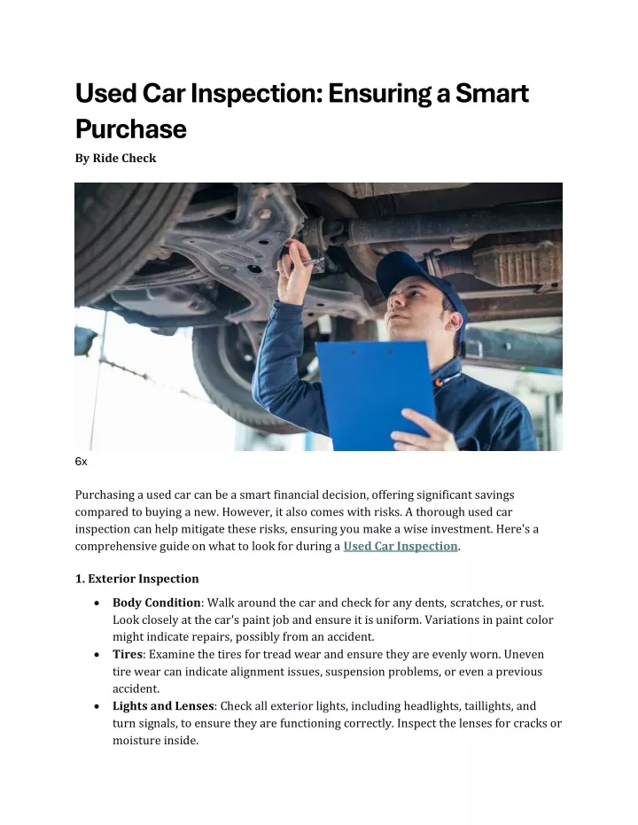 used car inspection ensuring a smart purchase