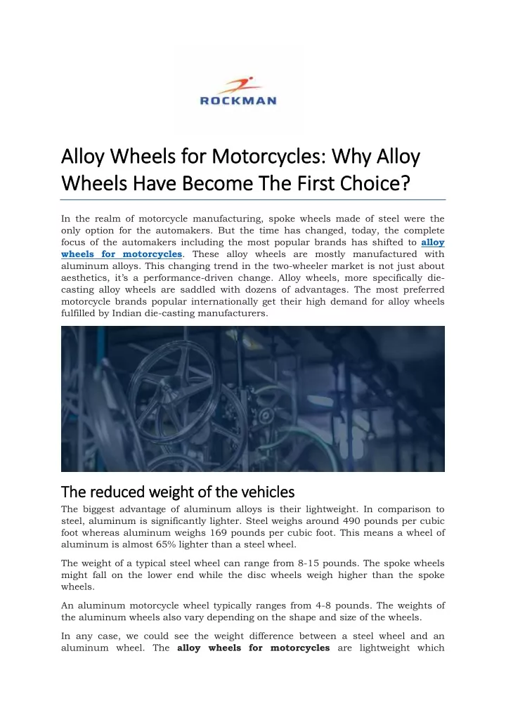 alloy wheels for motorcycles why alloy alloy