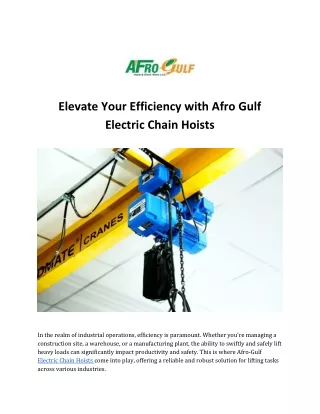 Elevate Your Efficiency with Afro Gulf Electric Chain Hoists