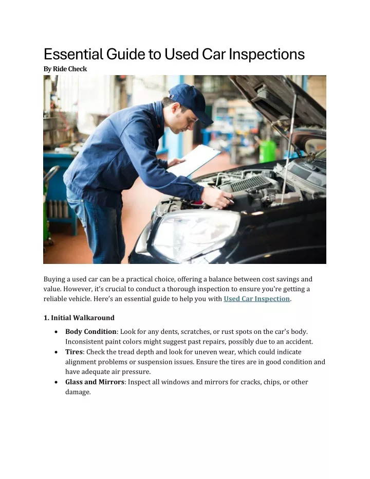 essential guide to used car inspections by ride