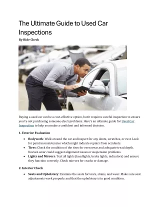 The Ultimate Guide to Used Car Inspections