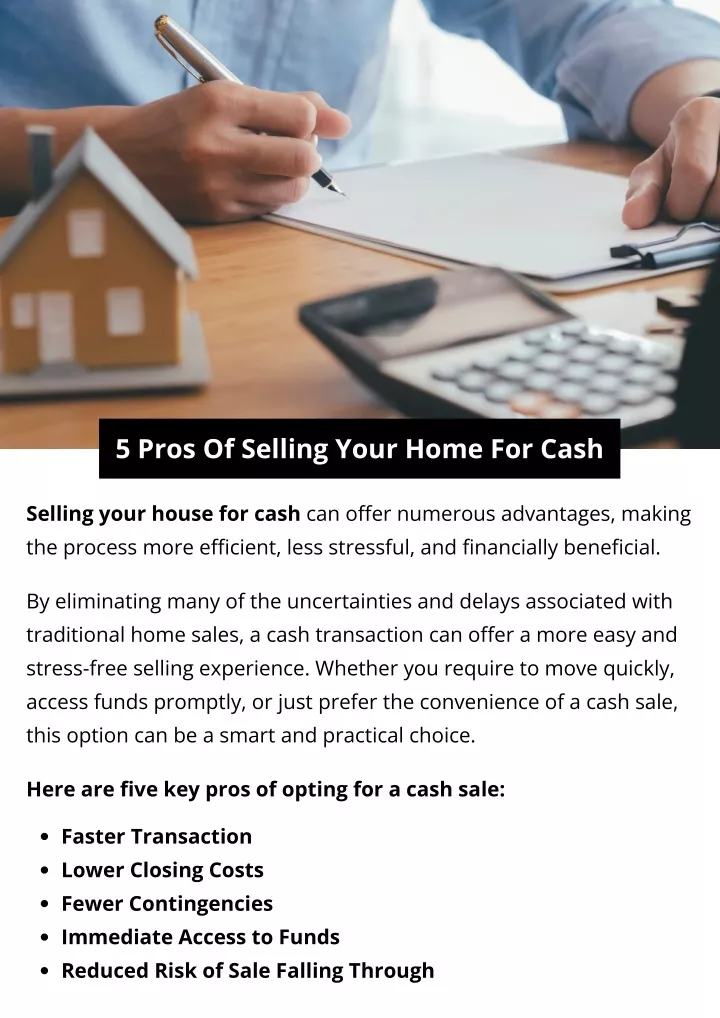 5 pros of selling your home for cash