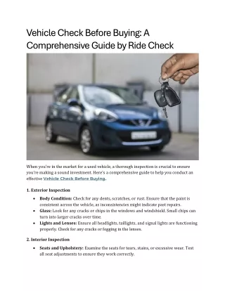 Vehicle Check Before Buying A Comprehensive Guide by Ride Check