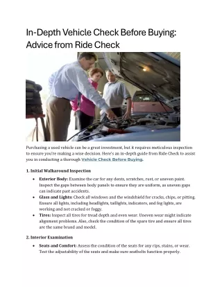 In-Depth Vehicle Check Before Buying Advice from Ride Check
