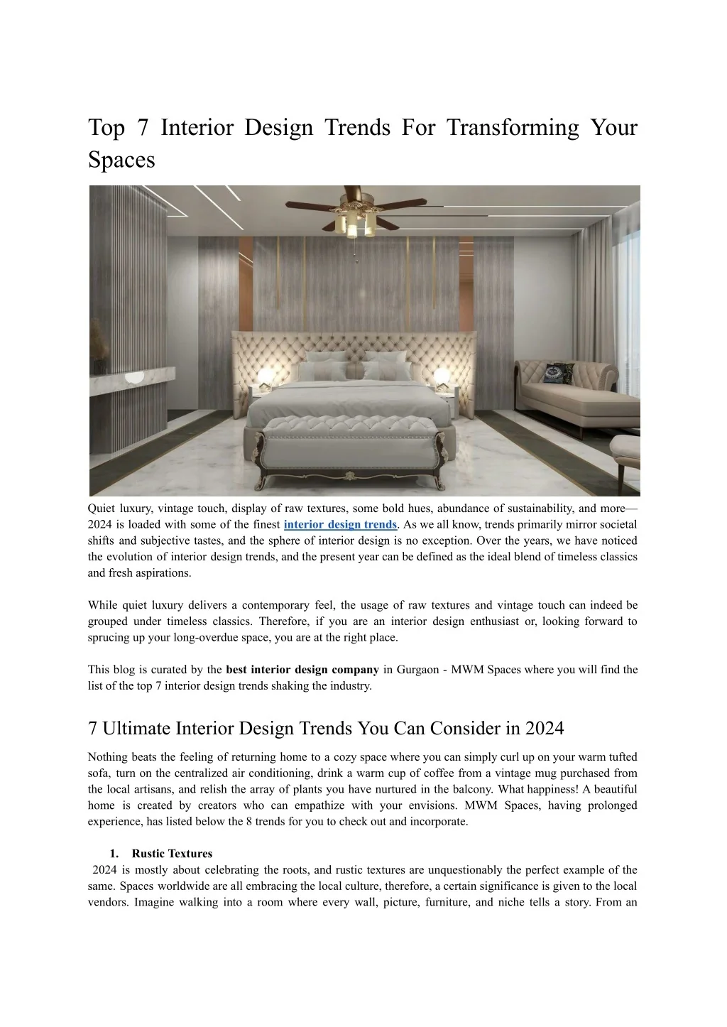PPT - Top 7 Interior Design Trends To Transforming Your Spaces - MWM ...
