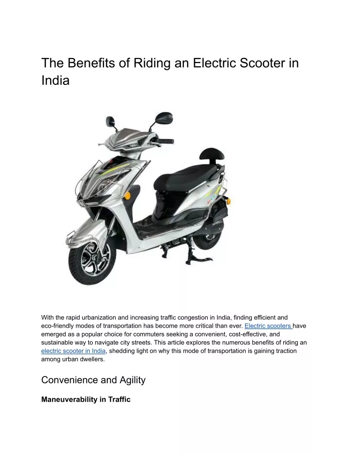 the benefits of riding an electric scooter