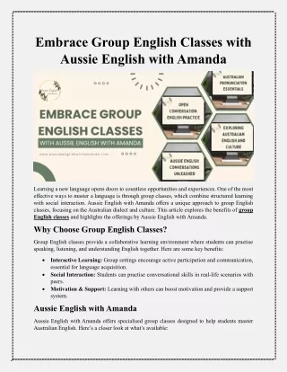 Elevate Your Learning with Group English Classes