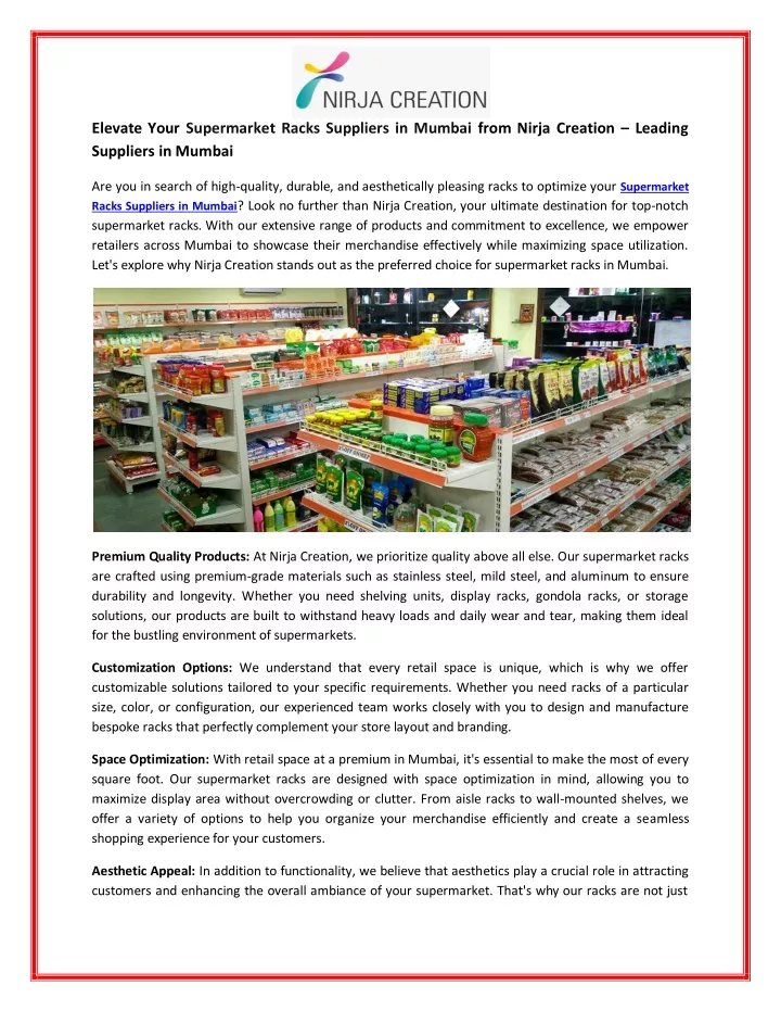 elevate your supermarket racks suppliers