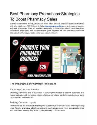 Best Pharmacy Promotions Strategies To Boost Pharmacy Sales
