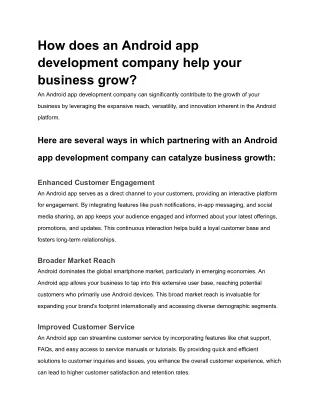 How does an Android app development company help your business grow?