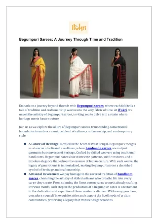 Begumpuri Sarees: A Journey Through Time and Tradition