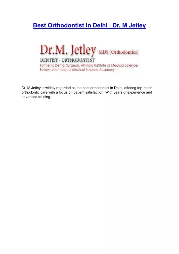 best orthodontist in delhi dr m jetley