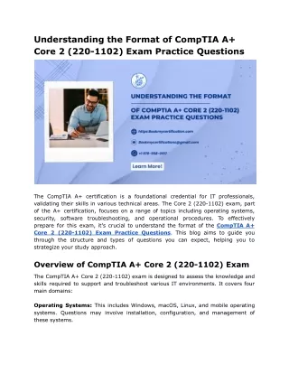 Understanding the Format of CompTIA A  Core 2 (220-1102) Exam Practice Questions