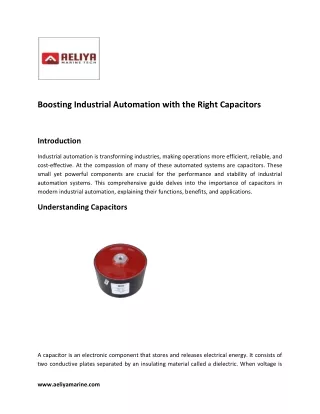 Boosting Industrial Automation with the Right Capacitors