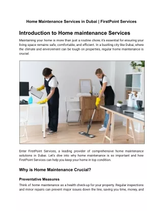 Home Maintenance Services in Dubai _ FirstPoint Services