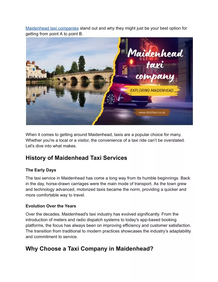 maidenhead taxi companies stand out and why they