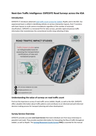 Road Traffic Counting Survey in KSA