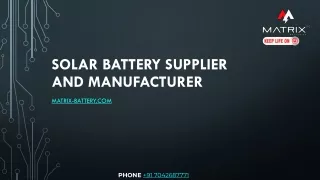 Solar Battery Supplier and Manufacturer