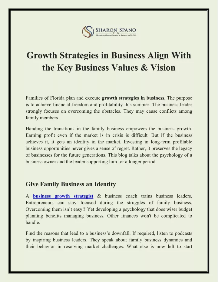 growth strategies in business align with