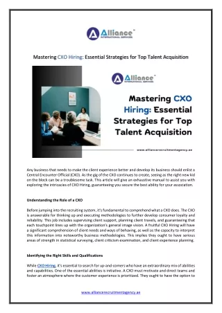 Mastering CXO Hiring Essential Strategies for Top Talent Acquisition